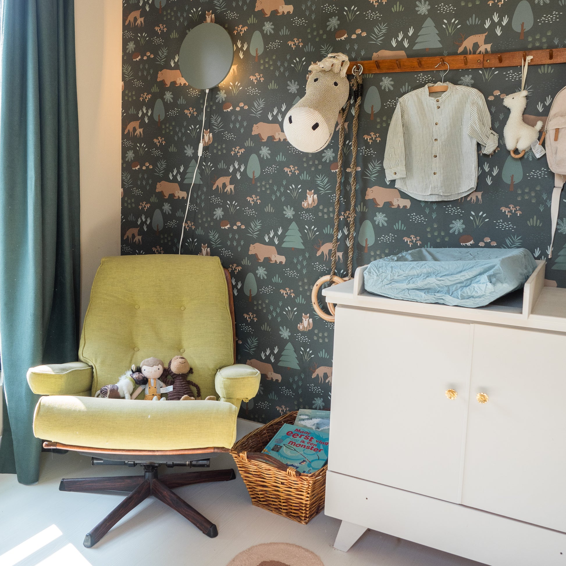Houten wandlamp kinderkamer | cirkel groen - toddie.nl ®