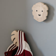 Houten wandhaken kinderkamer | Leeuw en monstera blad - blank - toddie.nl ®