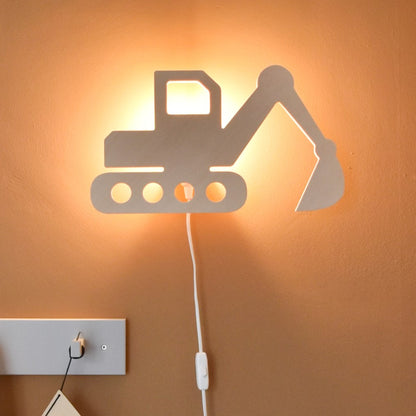 Houten wandlamp kinderkamer | Graafmachine - blank - toddie.nl