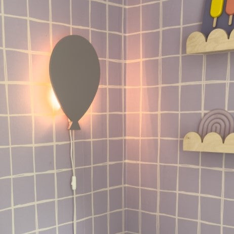 Houten wandlamp kinderkamer | Ballon - Lila