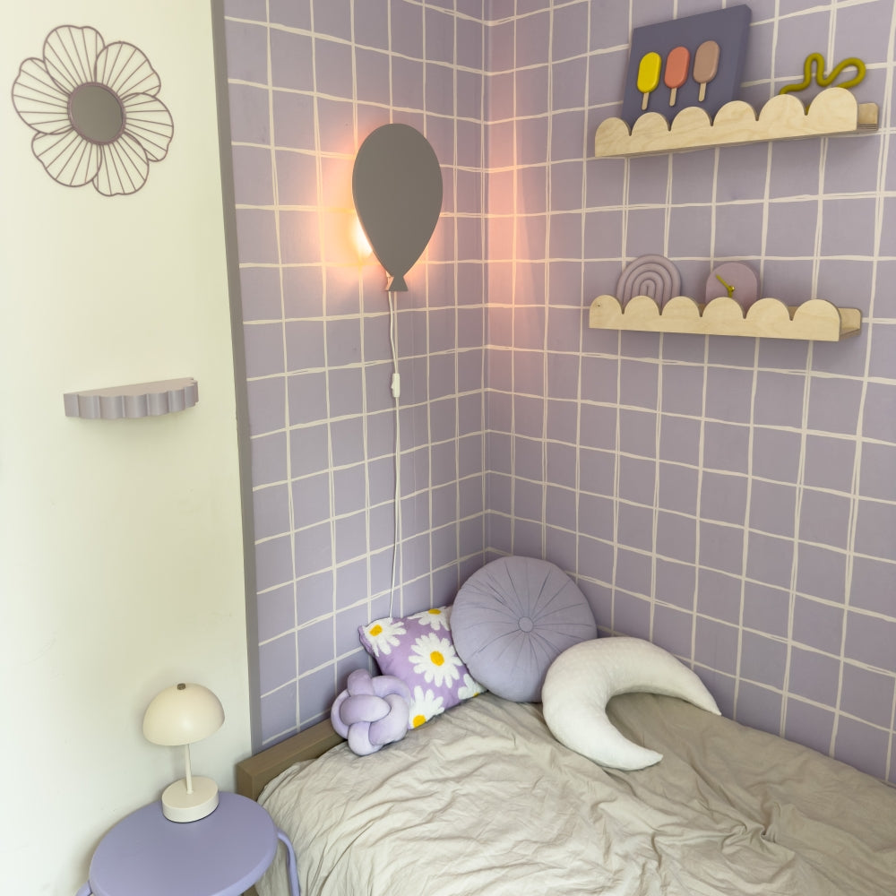 Houten wandlamp kinderkamer | Ballon - Lila