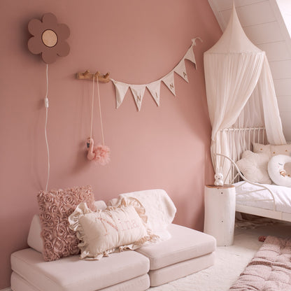 Houten wandlamp kinderkamer | Bloem - terra roze - toddie.nl ®