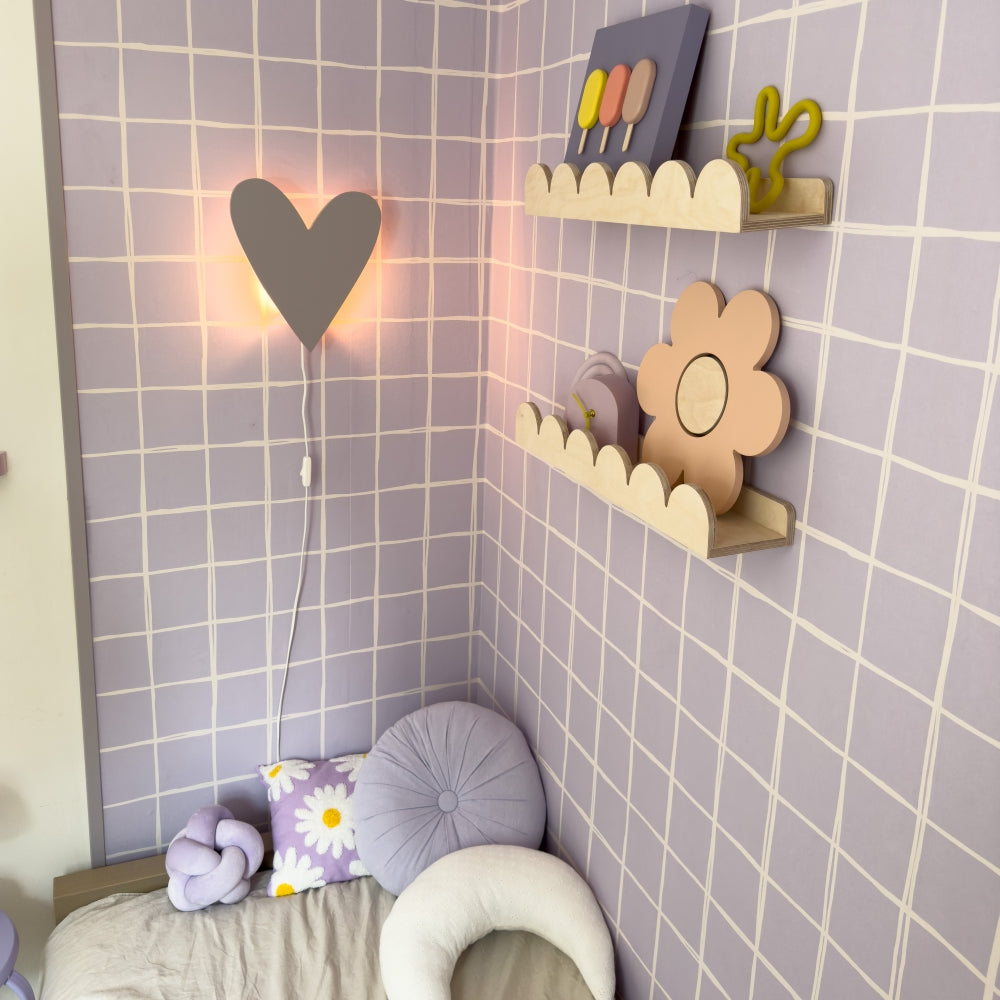 Houten wandlamp kinderkamer | Hart - Lila - toddie.nl ®