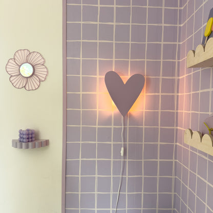 Houten wandlamp kinderkamer | Hart - Lila - toddie.nl ®
