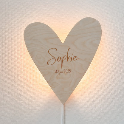 Houten wandlamp kinderkamer | Hart - blank - toddie.nl ®