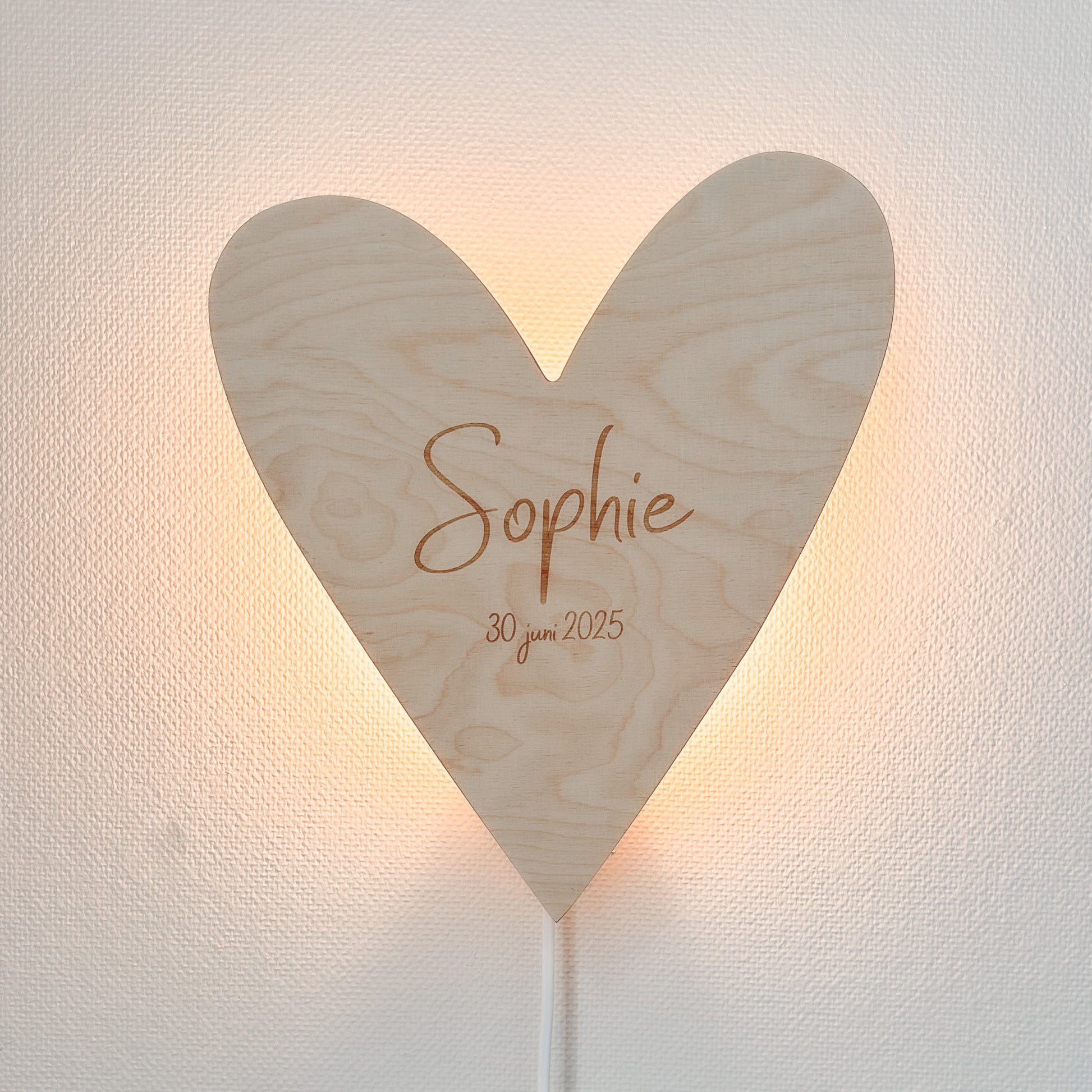 Houten wandlamp kinderkamer | Hart - blank - toddie.nl ®