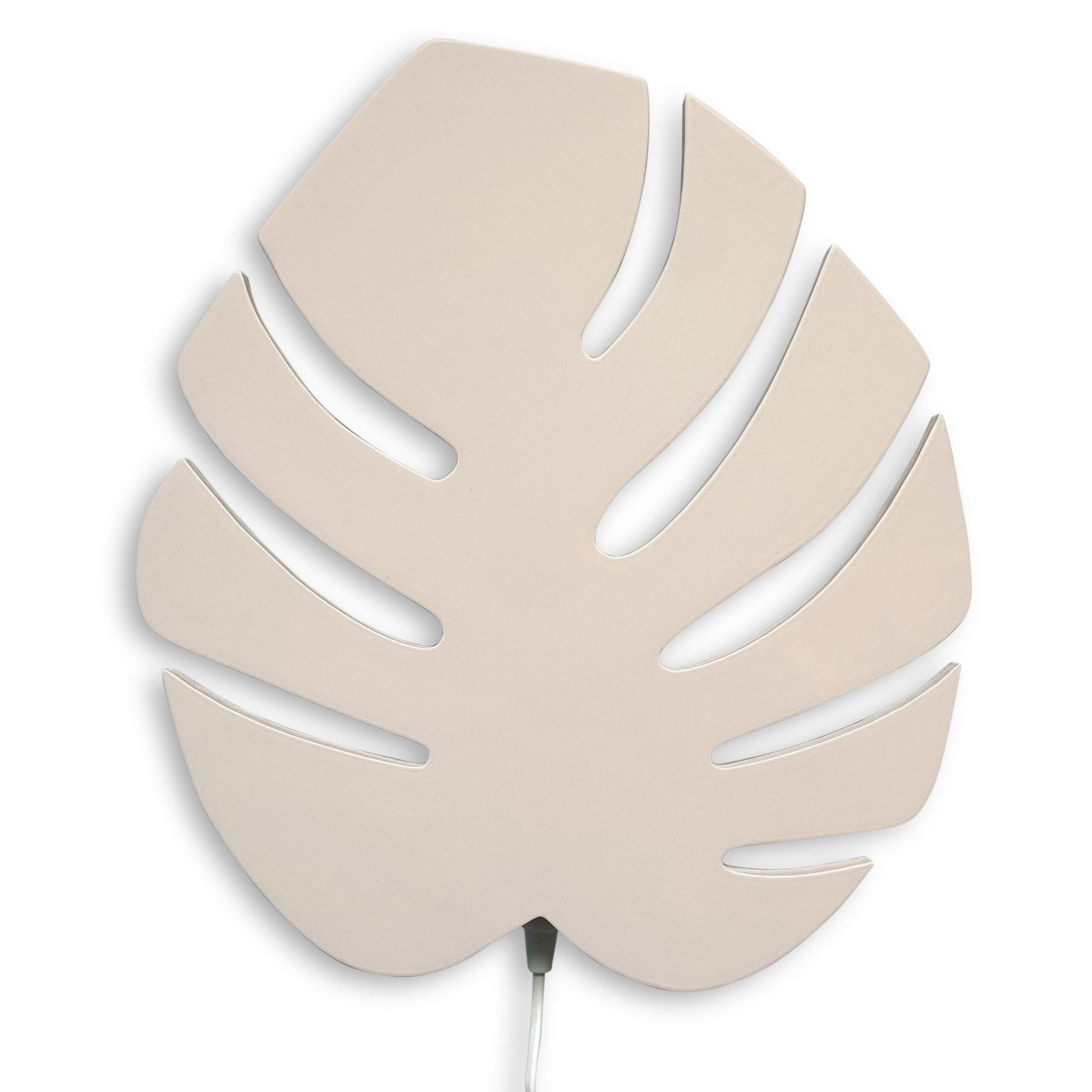 Hölzerne Wandleuchte Kinderzimmer | Monstera-Blatt - beige Wandleuchte toddie.de Weißes Kabel  