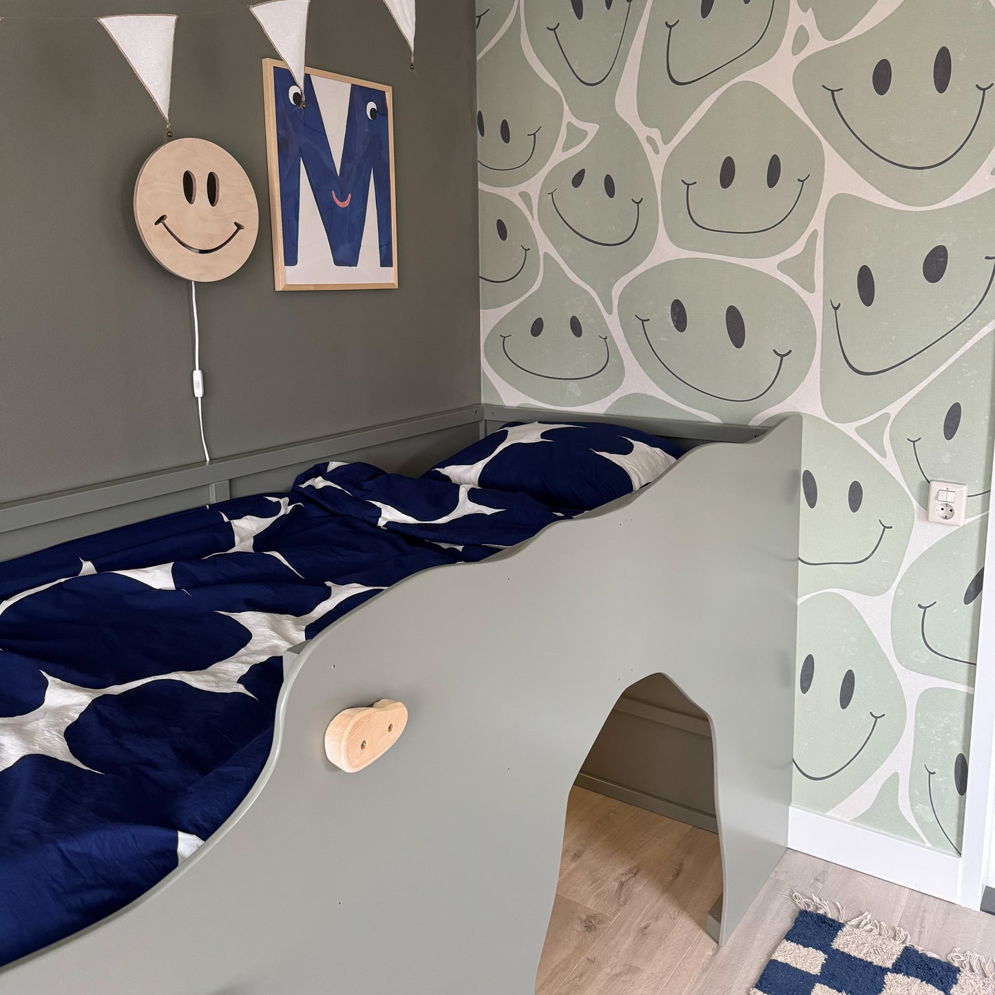 Houten wandlamp kinderkamer | Smiley - blank - toddie.nl ®