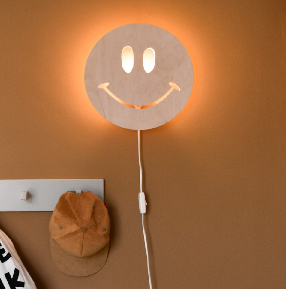 Houten wandlamp kinderkamer | Smiley - blank - toddie.nl ®