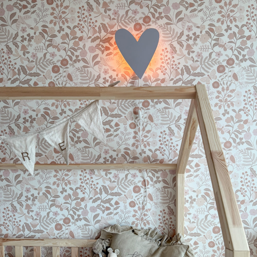 Houten wandlamp kinderkamer | Hart - Lila - toddie.nl ®