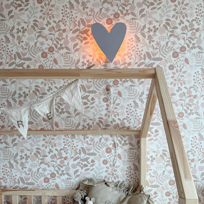Houten wandlamp kinderkamer | Hart - Lila - toddie.nl ®