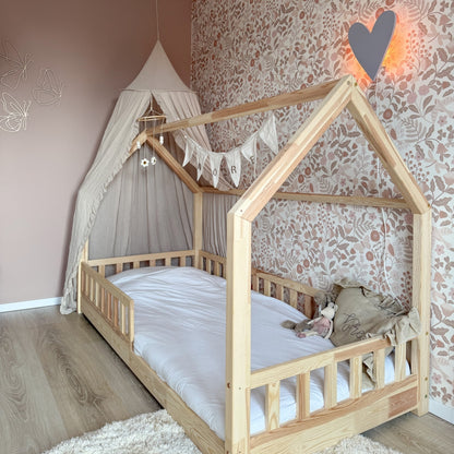 Houten wandlamp kinderkamer | Hart - Lila - toddie.nl ®