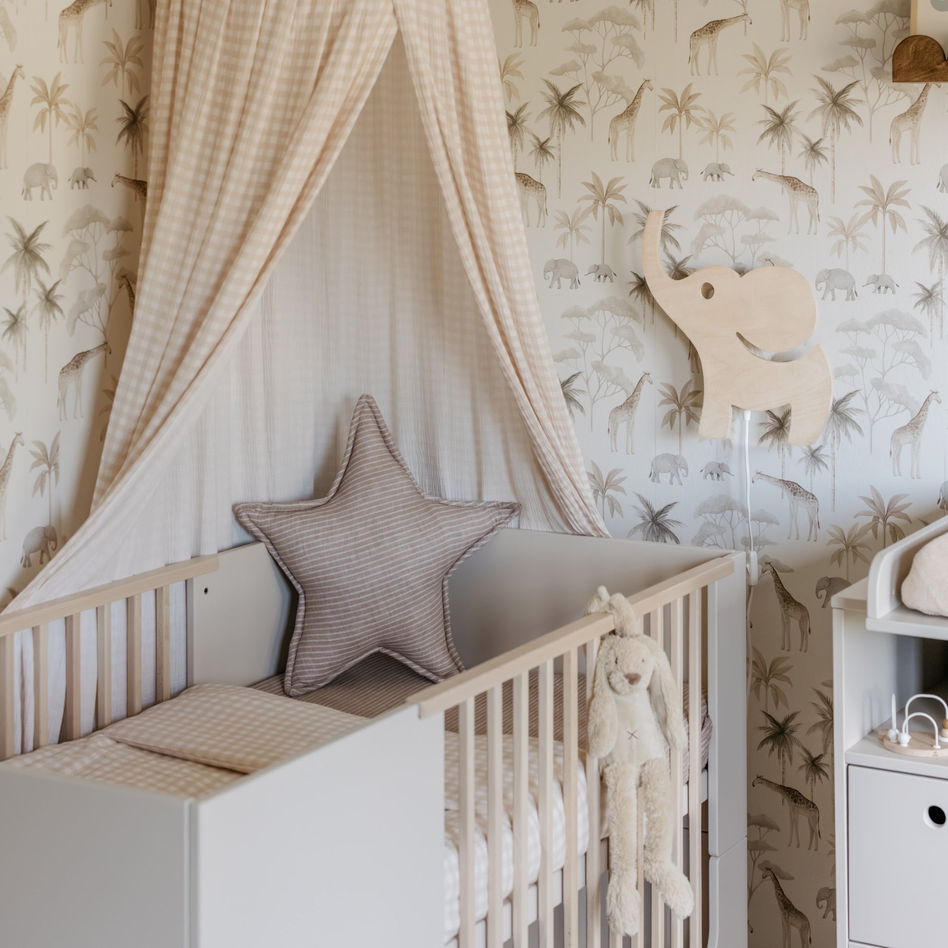 Houten wandlamp kinderkamer | Olifant - blank - toddie.nl ®