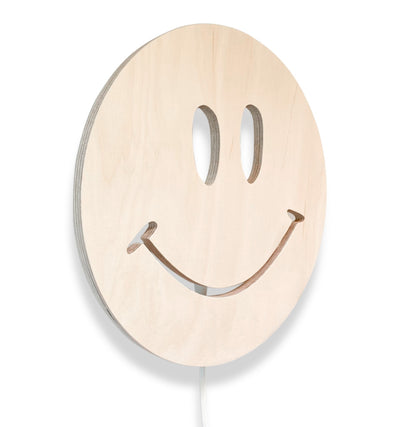 Houten wandlamp kinderkamer | Smiley - blank - toddie.nl ®