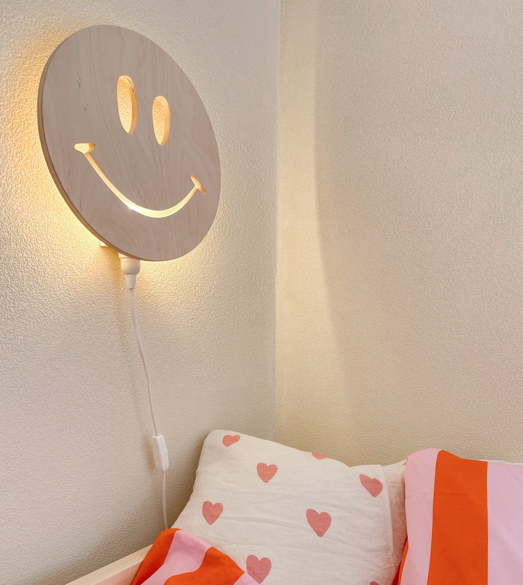 Houten wandlamp kinderkamer | Smiley - blank - toddie.nl ®