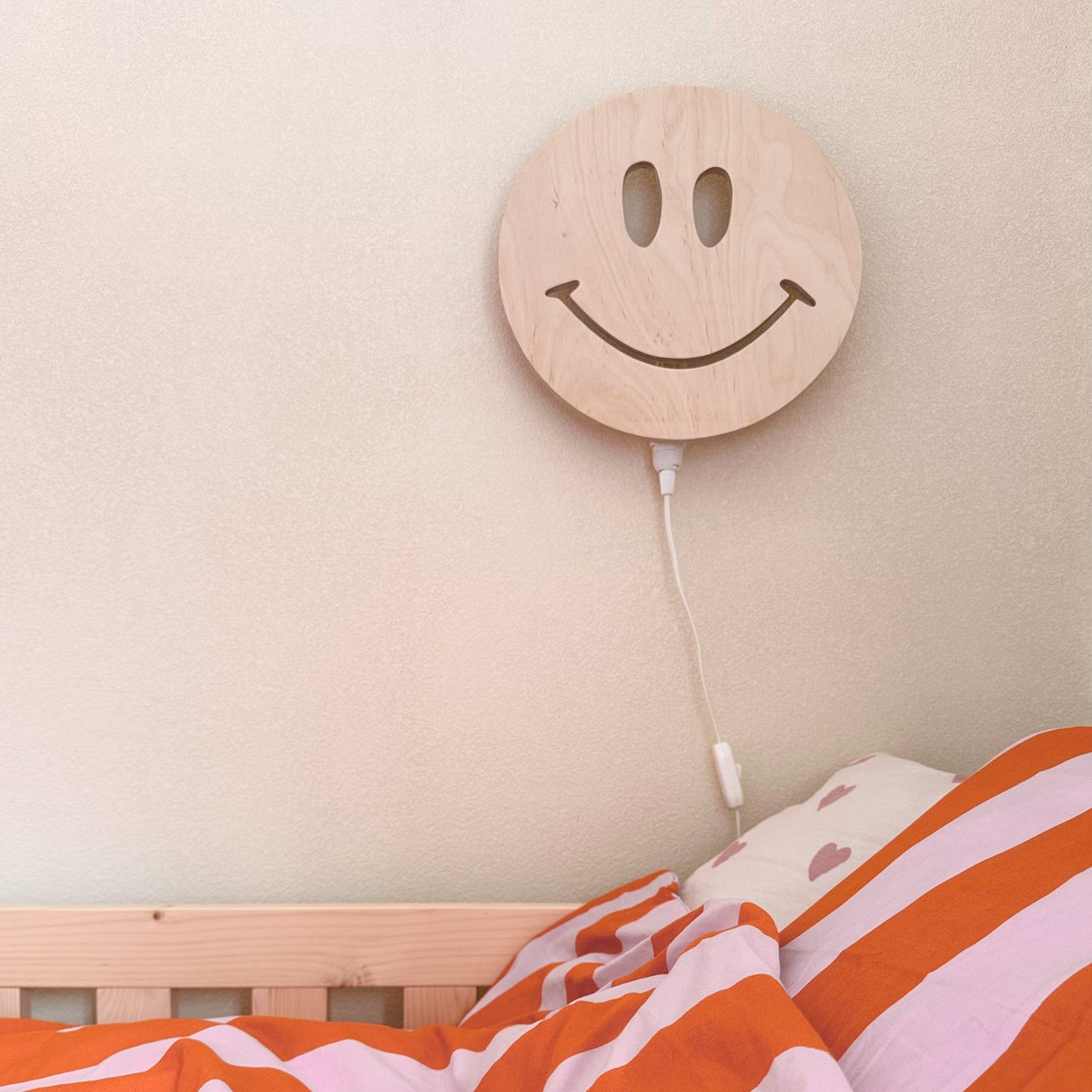 Houten wandlamp kinderkamer | Smiley - blank - toddie.nl ®