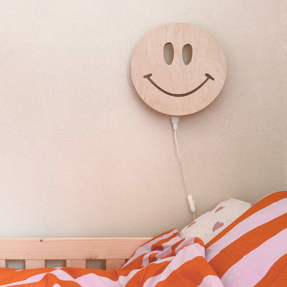 Houten wandlamp kinderkamer | Smiley - blank - toddie.nl ®