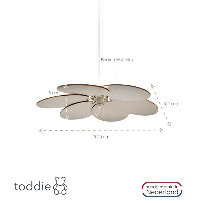 Houten hanglamp kinderkamer | Bloem - blank - toddie.nl ®