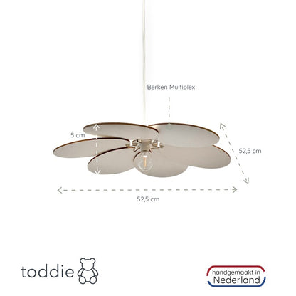 Houten hanglamp kinderkamer | Bloem - blank - toddie.nl ®