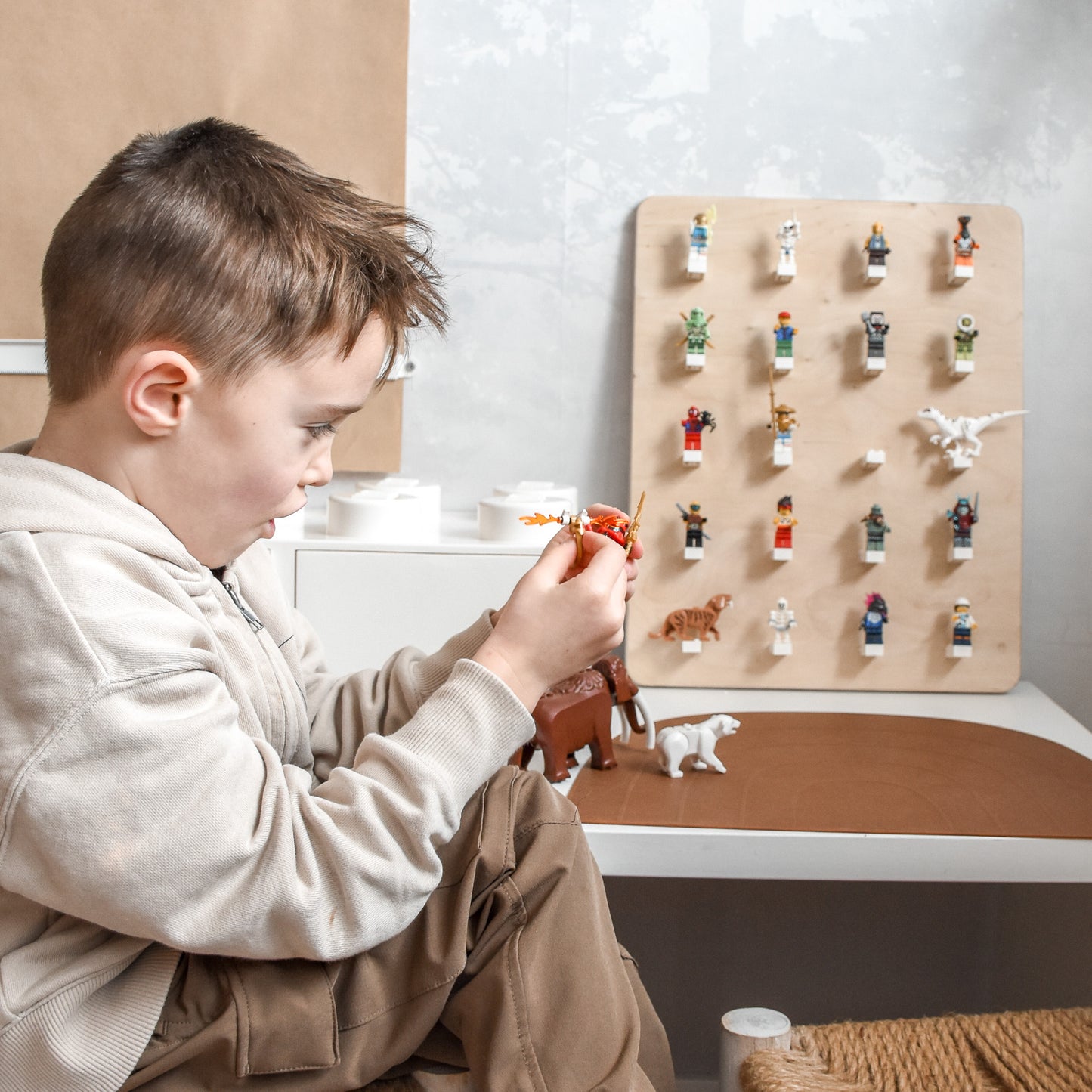 Houten wandbord kinderkamer | legobord - blank - toddie.nl ®