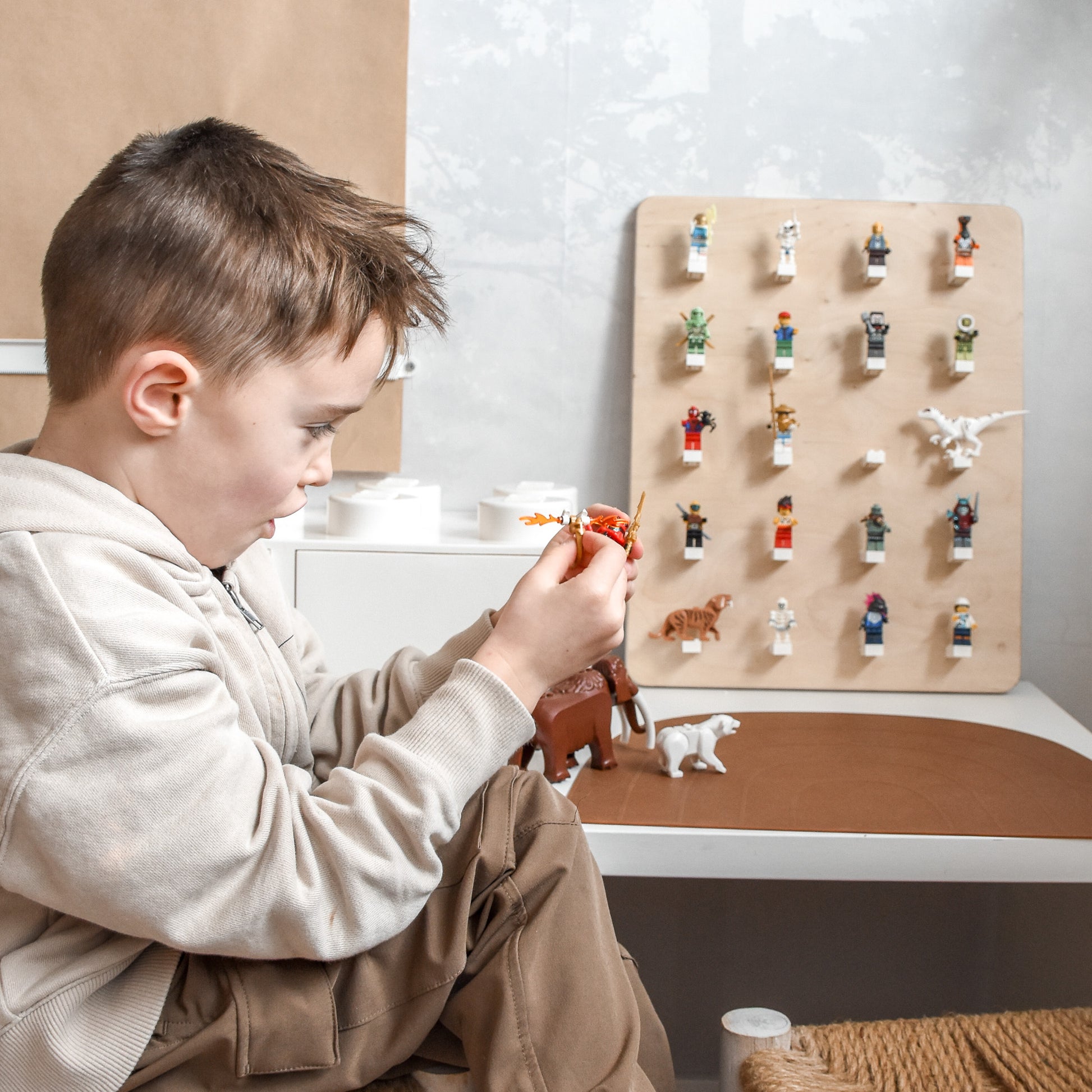 Houten wandbord kinderkamer | legobord - blank - toddie.nl ®