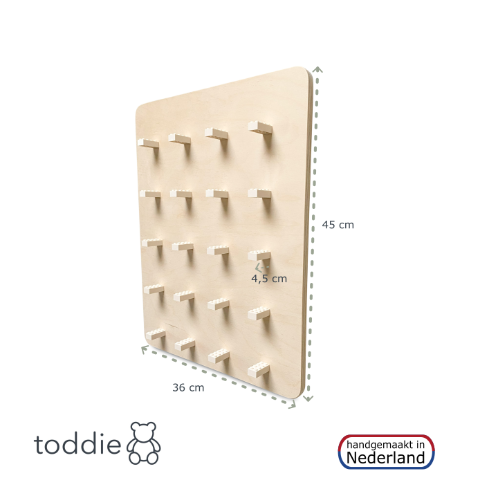 Houten wandbord kinderkamer | legobord - blank - toddie.nl ®
