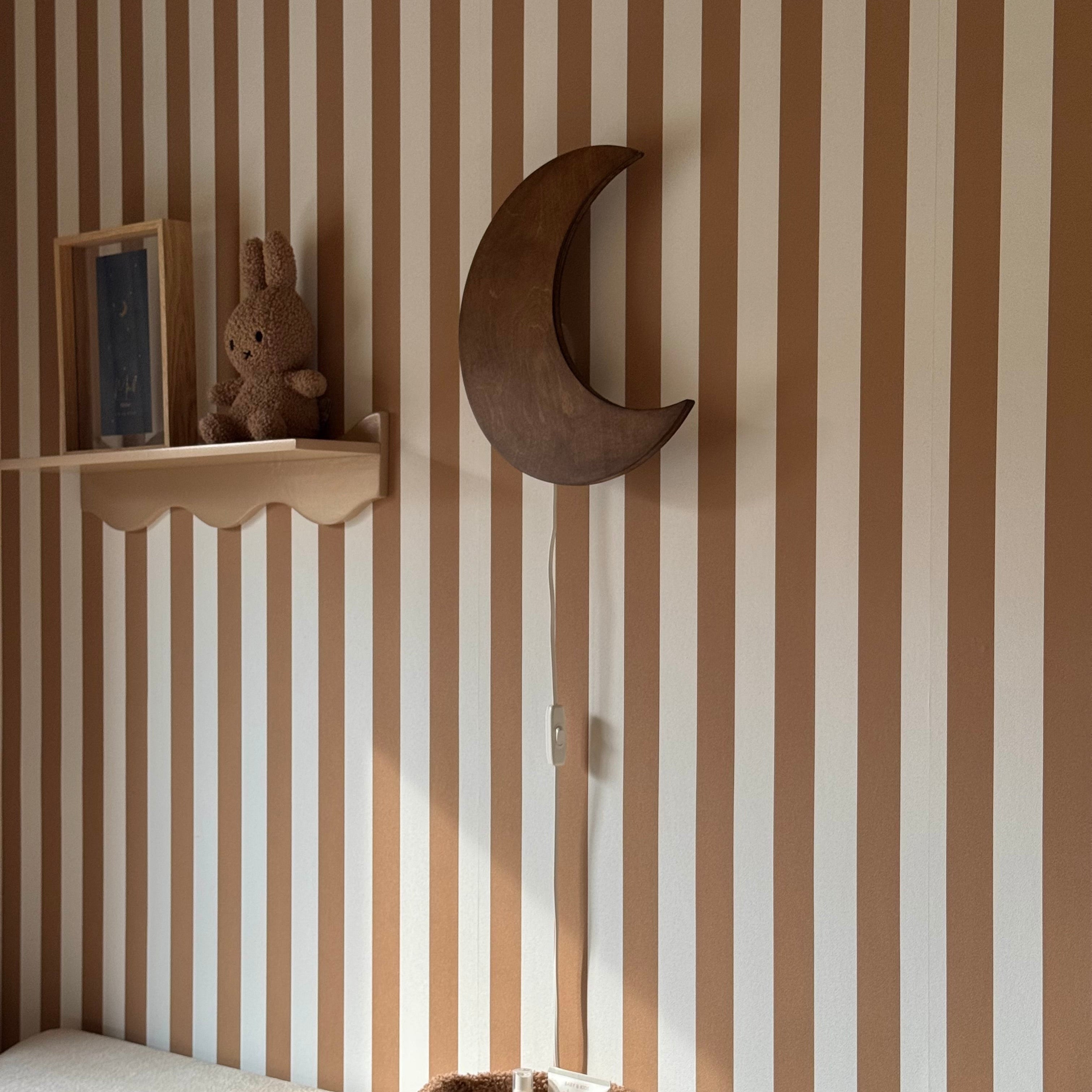 Trævæglampe til børneværelse | Månen - blank