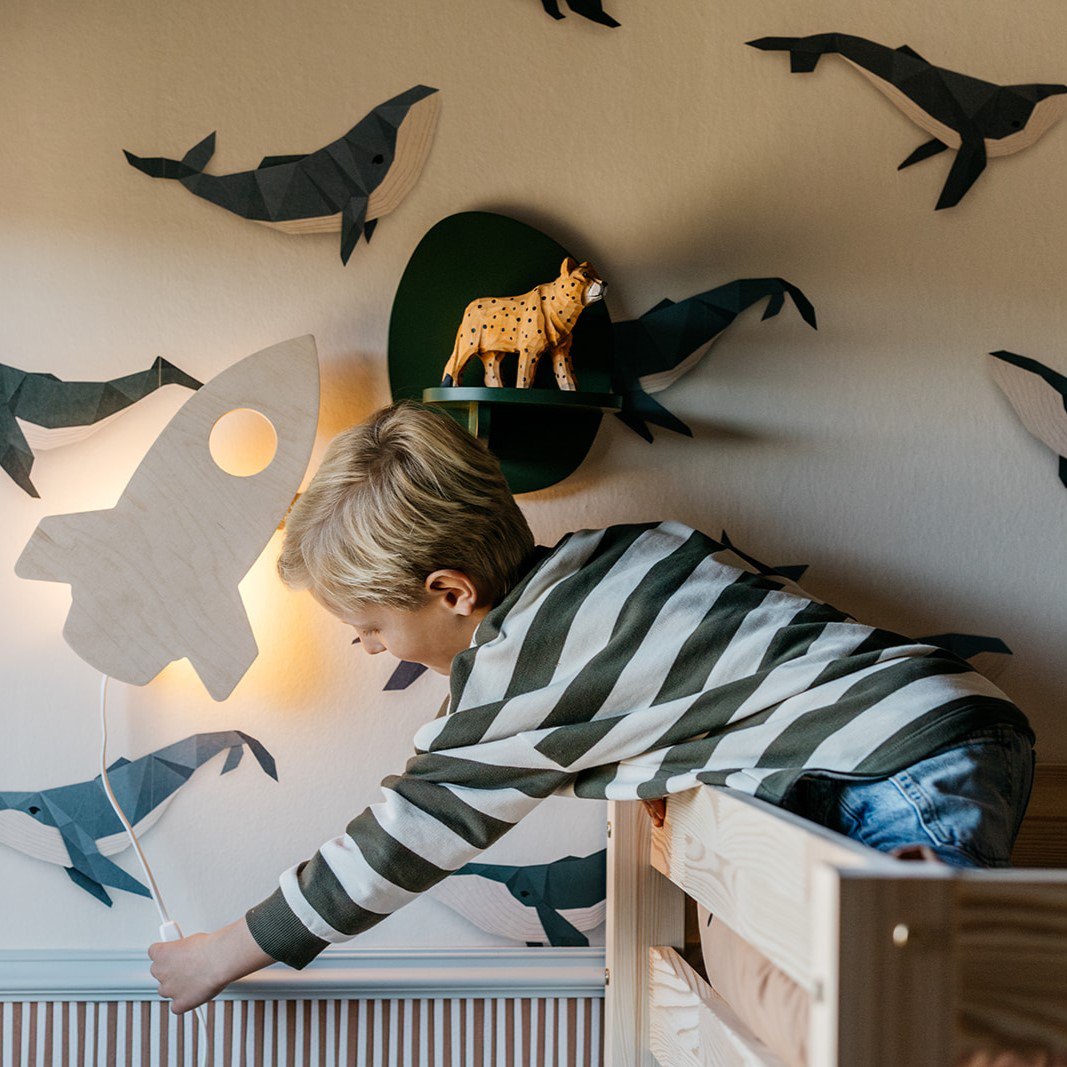 Hölzerne Wandleuchte Kinderzimmer | Rakete - natur Wandleuchte toddie.de