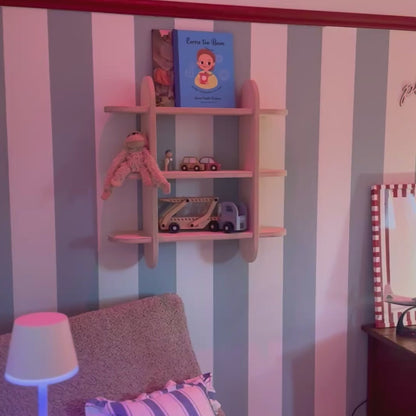 Round Montessori -bogreol til børneværelset | Reol med 3 hylder – ubehandlet