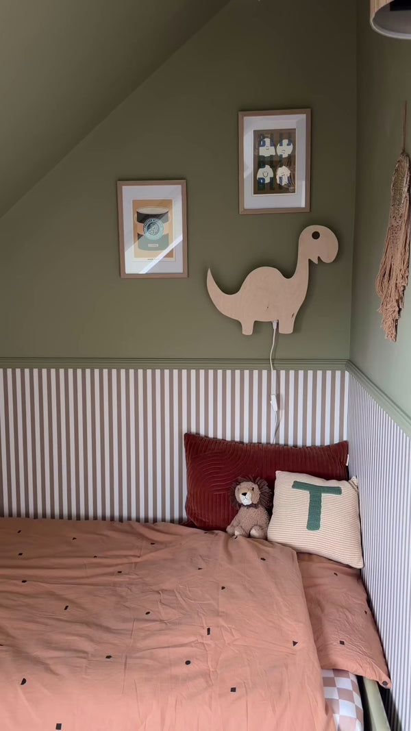 Houten wandlamp kinderkamer | Dino - blank