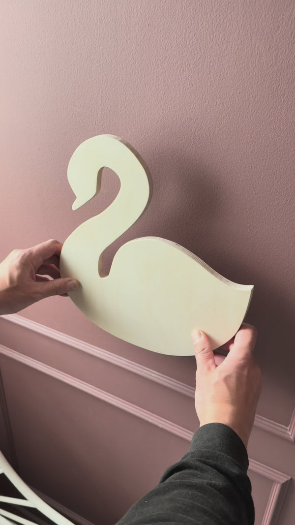 Houten wandlamp kinderkamer | Zwaan - blank