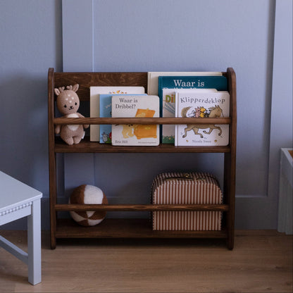 Shelfie Montessori-bogreol til børneværelset | 2 hylder – Wengé , bejdset