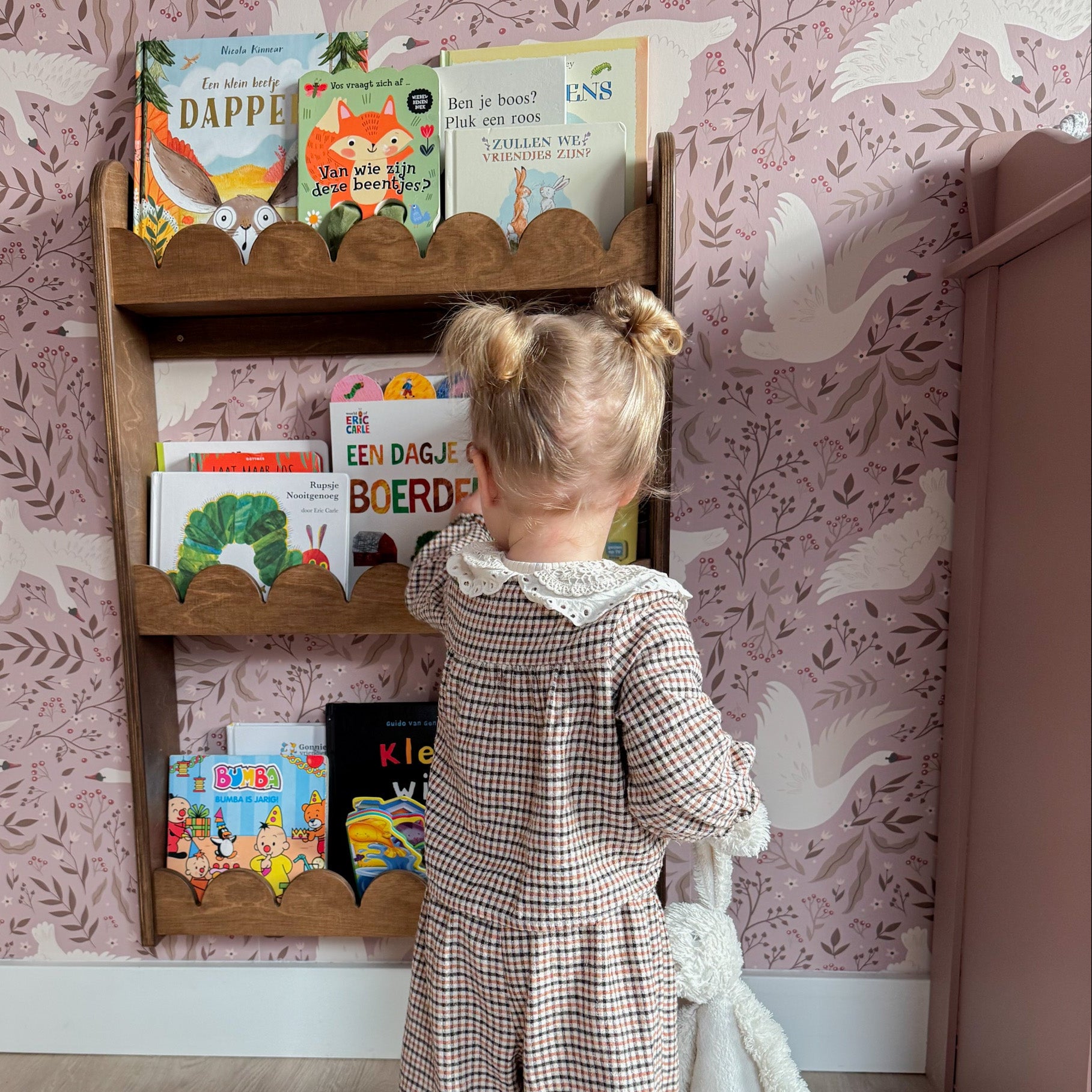 Bubble Montessori boekenrek kinderkamer | 3 planken - Wengé - toddie.nl ®