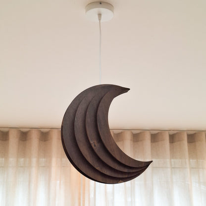 Houten hanglamp kinderkamer | Maan - Wengé - toddie.nl ®