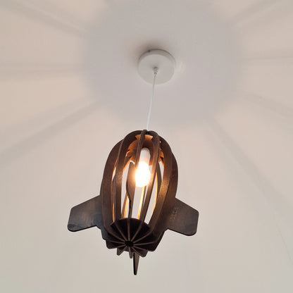 Houten hanglamp kinderkamer | Raket - Wengé - toddie.nl ®