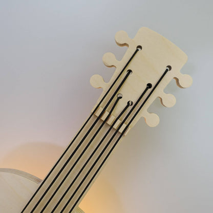 Houten wandlamp kinderkamer | Gitaar - toddie.nl