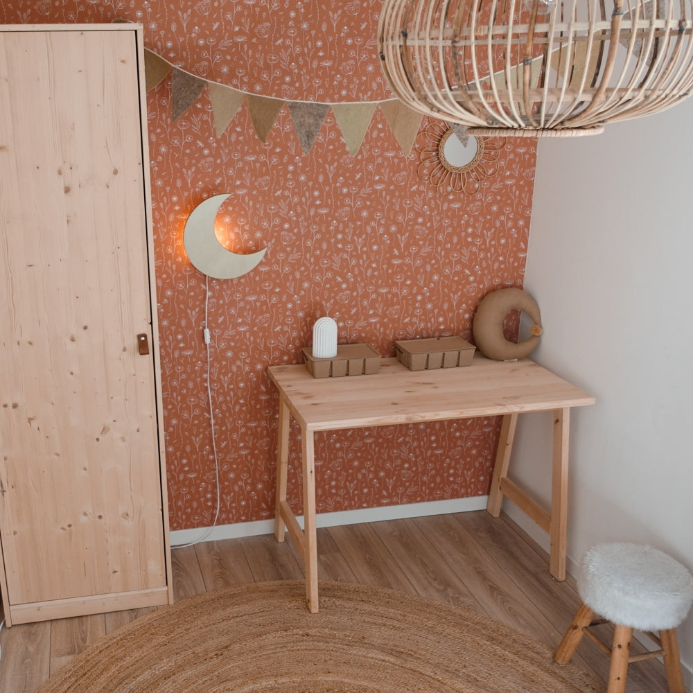 Houten wandlamp kinderkamer | Maan - Goud - toddie.nl