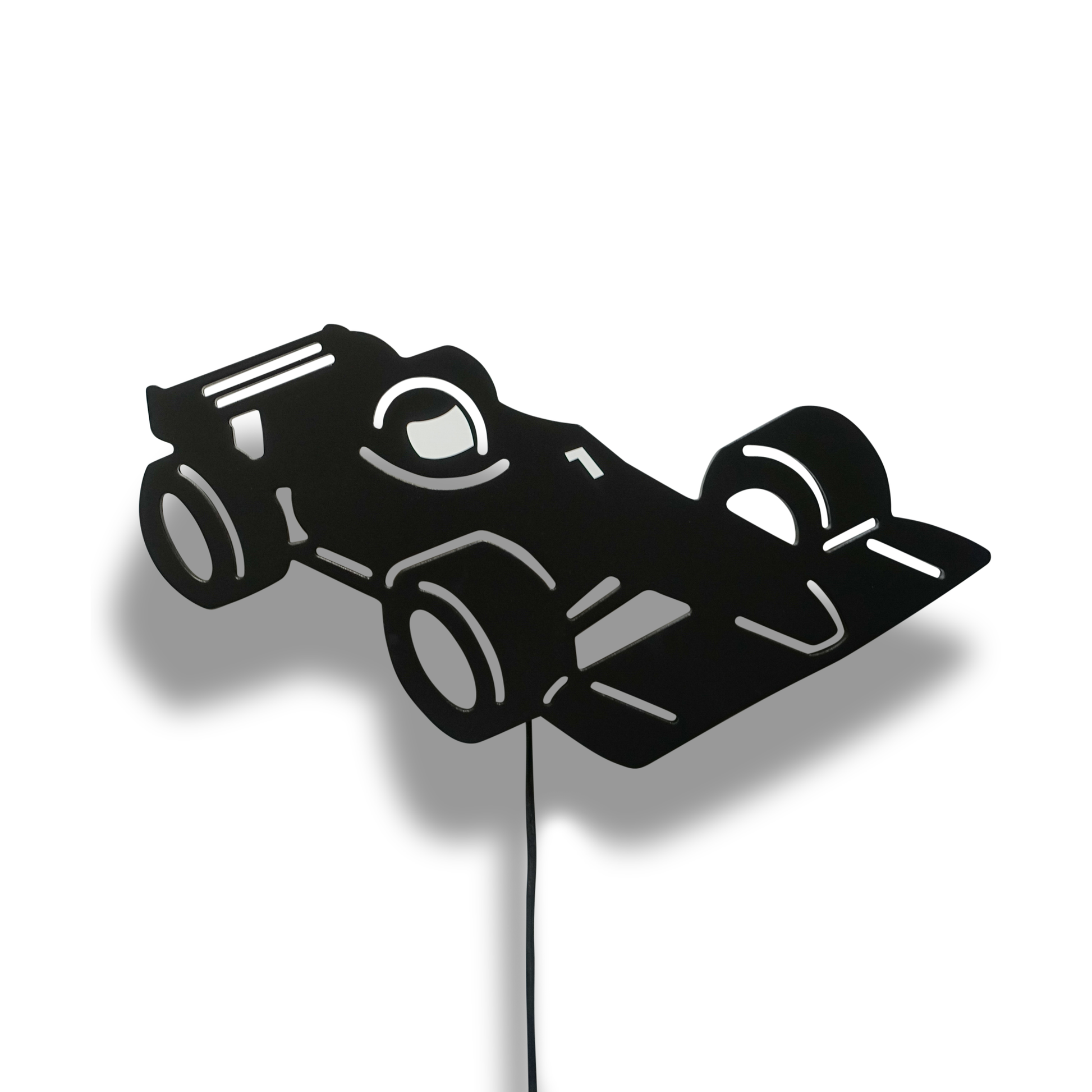 Houten wandlamp kinderkamer | Racewagen, Formule 1 zwart - toddie.nl