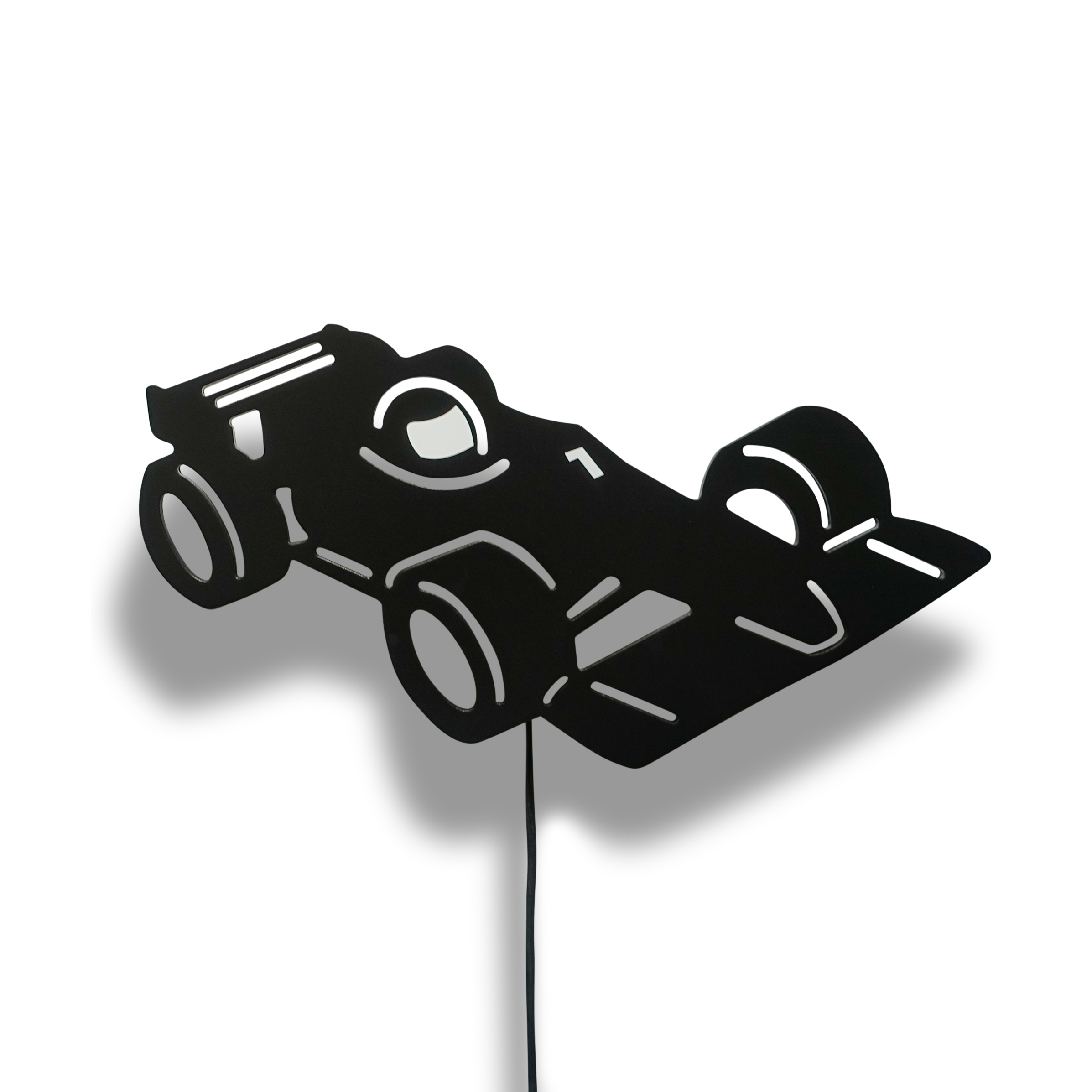 Houten wandlamp kinderkamer | Racewagen, Formule 1 zwart - toddie.nl