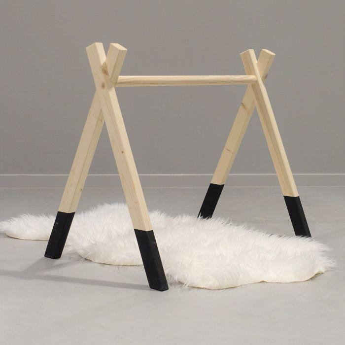 Holz Babygym | Massiver Holzspielbogen Tipi-Forme (ohne hängespielzeuge) - schwarz Spielbogen toddie.de   