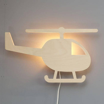 Houten wandlamp kinderkamer | Helikopter - toddie.nl
