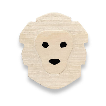 Blank houten wandhaak kinderkamer | Leeuw en monstera blad - toddie.nl
