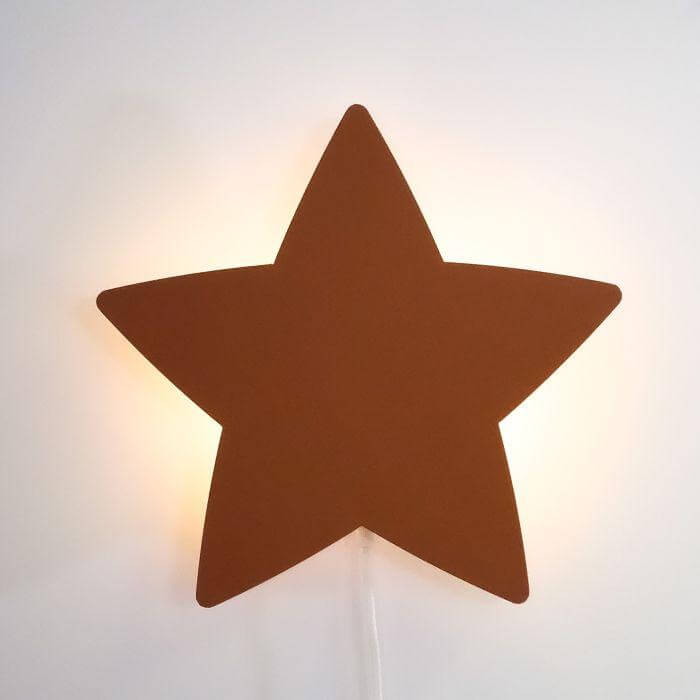 Houten wandlamp kinderkamer | Ster - baksteen rood - toddie.nl