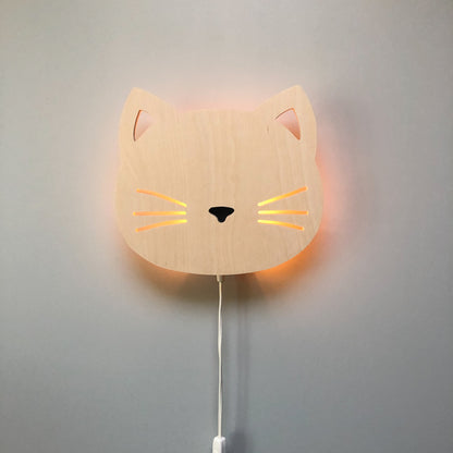 Houten wandlamp kinderkamer | Kat - toddie.nl