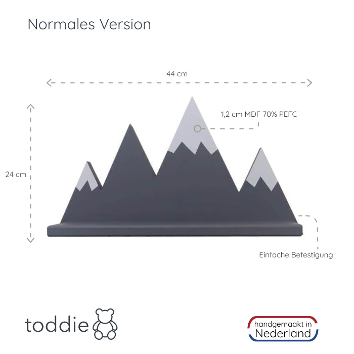 Hölzerne Wandregal Kinderzimmer Berge | Mountie - grau/weiß Wandregal toddie.de   