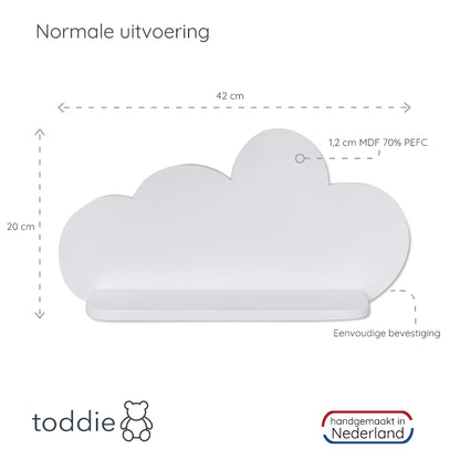Set à 2 stk Witte houten wandplanken wolk, planken kinderkamer | Wolkie - toddie.nl