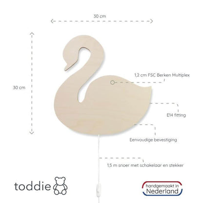 Houten wandlamp kinderkamer | Zwaan multiplex - toddie.nl