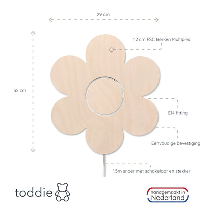 Houten wandlamp kinderkamer | bloem - toddie.nl