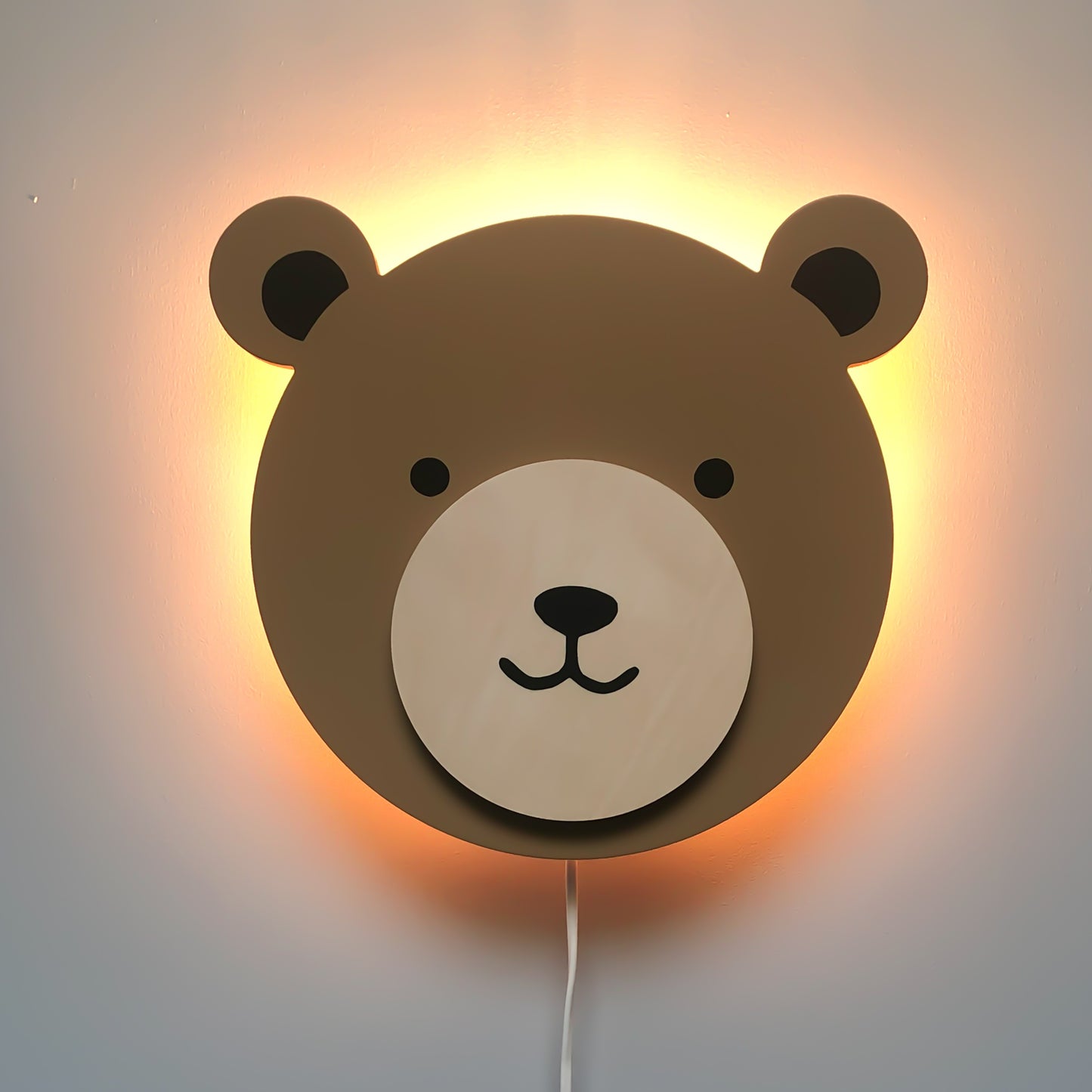 Houten wandlamp kinderkamer | teddy multiplex, spiced honey - toddie.nl