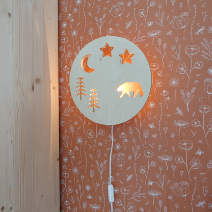 Houten wandlamp kinderkamer | Bosdieren - toddie.nl
